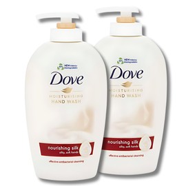 Dove Caring Hand Wash Nourishing Silk - 250ml Bottles, Pack of 2, Luxurious Hydrating Formula with Silk Protein for Soft, Smooth Hands, Gently Cleanses and Nourishes Daily