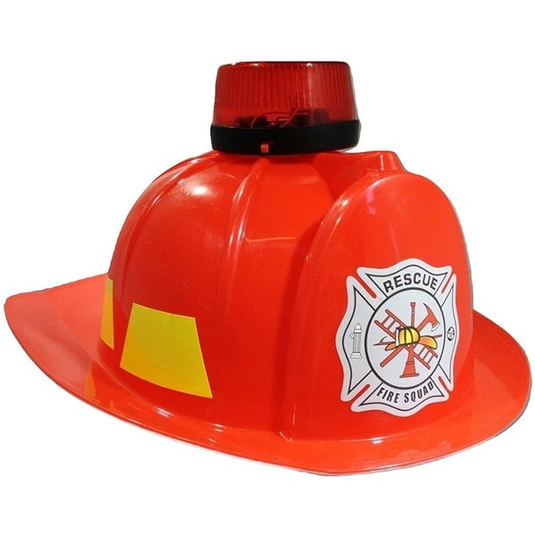 Toy Fireman Helmet Lights and Sound Siren, Red, One Size