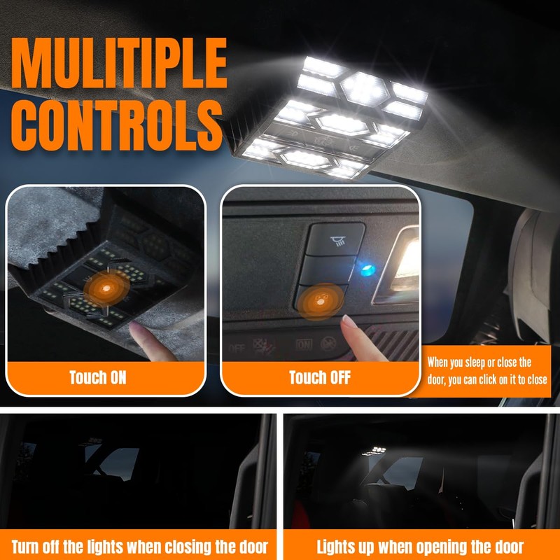 Xomzema Rear Ceiling Lights, Reading Light Touch Switch LED Roof