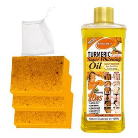 Turmeric 2-Piece Set - Turmeric Oil,Turmeric Soap, enriched with gingeringredients and body oils for yourbody care needs! Cleansing Cleanser Comfort:_3*soap+cleansing mousse