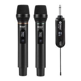 D Debra Wireless Microphone UHF Cordless Handheld Dynamic with Rechargeable Receiver and 30 Adjustable Frequency for Karaoke Singing, Wedding, DJ, Party, Speech, Church, Class Use, 200ft (PU-12H-02)