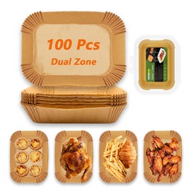 Marakruki Air Fryer Liners, 100pcs Air Fryer Liners Rectangle-14 * 22CM, Dual Zone Air Fryer Parchment Liners, Air Fryer Disposable Liner for Extend its lifespan