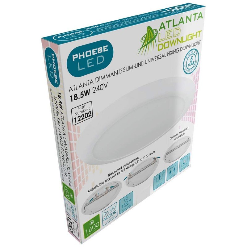Phoebe LED Downlight 18.5W Dimmable Atlanta Adjustable 4000K Cool White