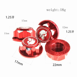 8PCS Aluminum 17mm Hex Wheel Nuts Dustproof Anti-Skid Cap 1.25 Thread Upgrades Part for X-Maxx Summit E-Revo HPI HSP Losi Kyosho Tamiya Himoto 1/8 1/10 RC Buggy Truck(Red)