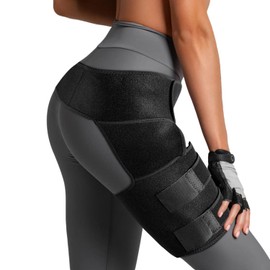 BYVCUI Hip Brace Thigh Hamstring Compression Support Wrap Reusable Portable for Hip Flexor Strain, Groin Pull, SI Joint, Arthritis, Bursitis, Sciatic Nerve for Men Women