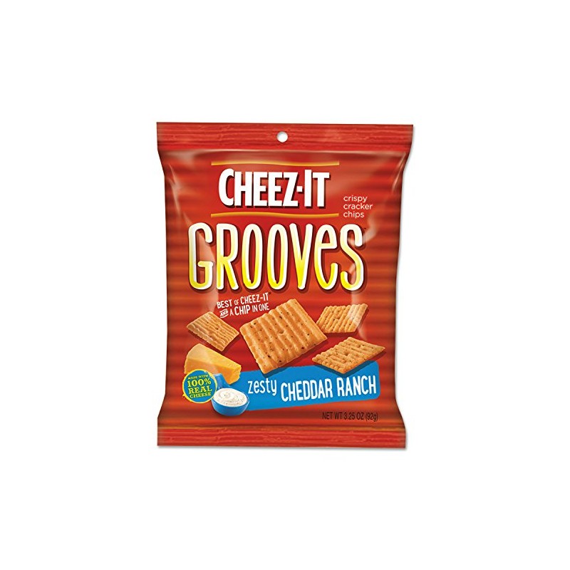 B00QFOD8V8– Sunshine Cheez-it Grooves Crackers, Zesty Ranch, 3.25 Bag, 6/Box