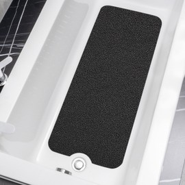 HITSLAM Non Slip Bathtub Mat 40 x 16 Inch, Extra Long Bath Mat for Tub, Soft PVC Loofah Shower Floor Mat with Drain, Quick Drying Bathroom Tub Mat for Wet Area, Without Suction Cup, Black
