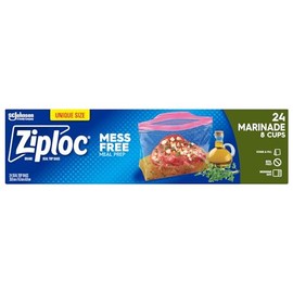Ziploc® Marinade Bags, Mess free meal prep, 8 cups, 24 Bags