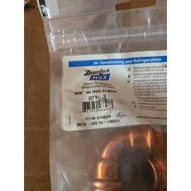Parker 5/8" 90 Degree Elbow 870604 ZoomLock MZK-90E10-HNBR 3 Pack Lot Copper