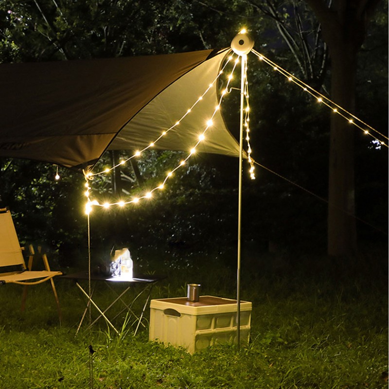 32.8ft Camping String Lights with 5 Lighting Mode 1500mAh LED
