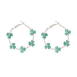 St. Patrick's Day Earrings Shamrock Hoop Earrings Lucky Clover Earrings St Patricks Day Jewelry Gifts for Women (Style B)