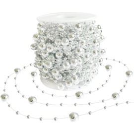 66Feet Christmas Tree Beads Garland Decoration Silvery Pearl Strands Chain for Christmas Tree Decor, Crafts and Holiday Decor