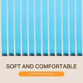 DOORES 22 Inch Colored Clip in Hair Extensions, 12 Pcs Sky Blue Hair Extensions Party Highlights Gift Scene Hair Extensions Colorful Hairpieces Gifts for Girls Synthetic Hairpiece Straight (Sky Blue)