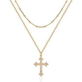 TONTMY STUDIOS Gold Cross Necklaces for Women Trendy Dainty Gold Plated Layered Cross Pendant Necklaces for Women Simple Cross Jewelry for Women