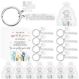 Ecation 15 Sets Volunteer Appreciation Gifts Volunteer Keychain with Puzzle Thank You Cards with Bag You Make a Difference Inspirational Gifts for Social Worker Employee