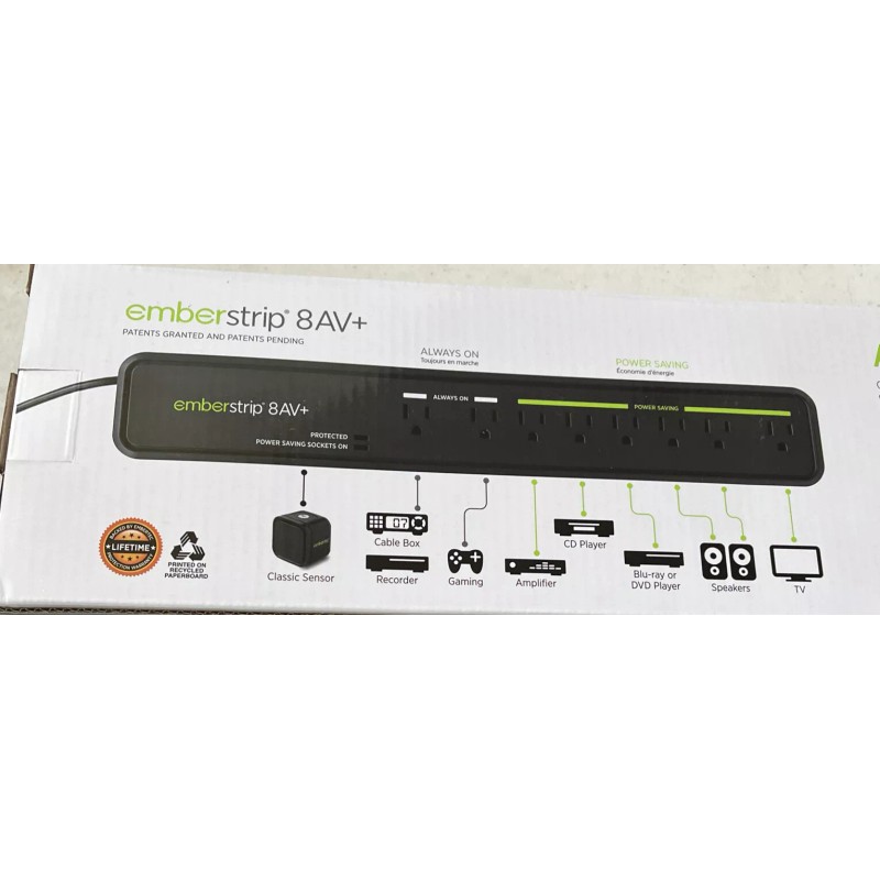 EMBERTEC Emberstrip 8AV+ Energy Saving Efficient Power Strip #ESUSAV8-ET-10