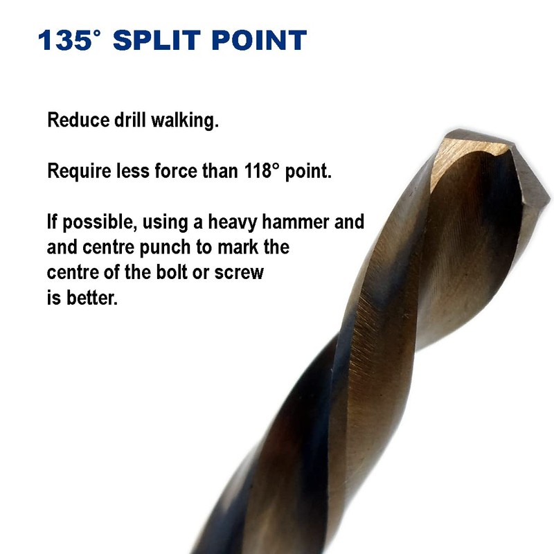 3/16-Inch Cobalt Steel M35 Left Hand Drill Bit for Removing