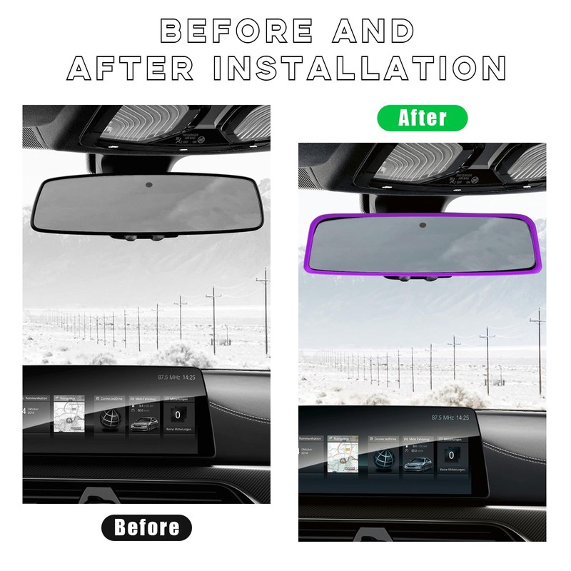 Ohleats Car Rear View Mirror Protector Frame, Silicone Auto Rearview