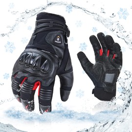 Vgo... 1Pair 0℃/32°F Full Finger Touchscreen Motorcycle Gloves,Powersports Racing Gloves,Anti-Shock,Outdoor Gloves,Heavy-Duty Work Gloves(GA5179FLWP)