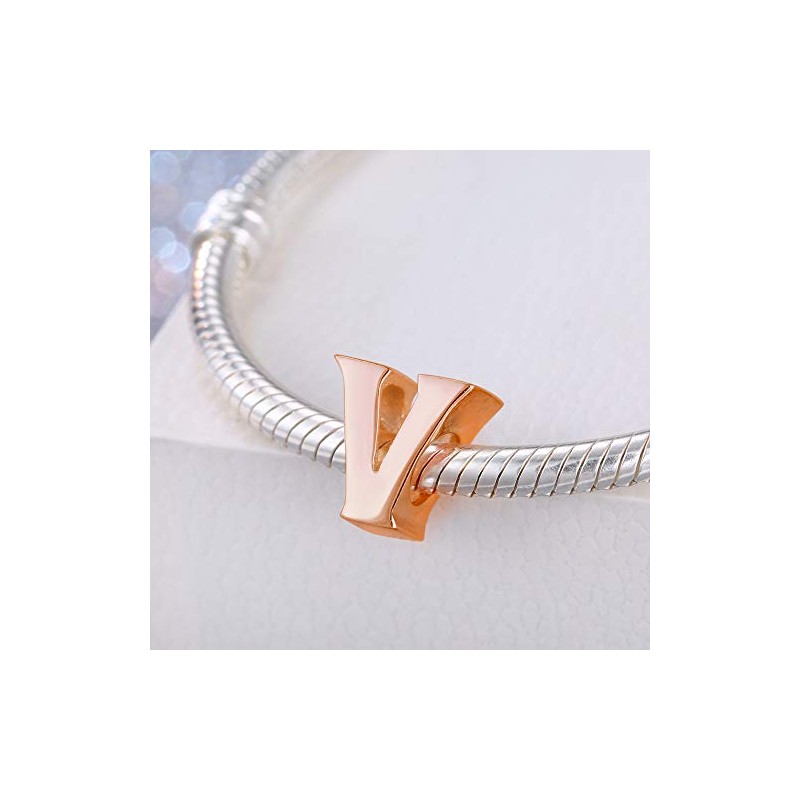 Rose Gold Letter Charms Solid Sterling Silver Initial A-Z Alphabet