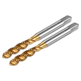 M METERXITY 2-Pack 1/4-20 UNC Spiral Flute Thread Tap, HSS Titanium Coated Right Hand Threading Tap Screw for Drilling/Milling Machines/CNC Machine Tools, Tapping Tool