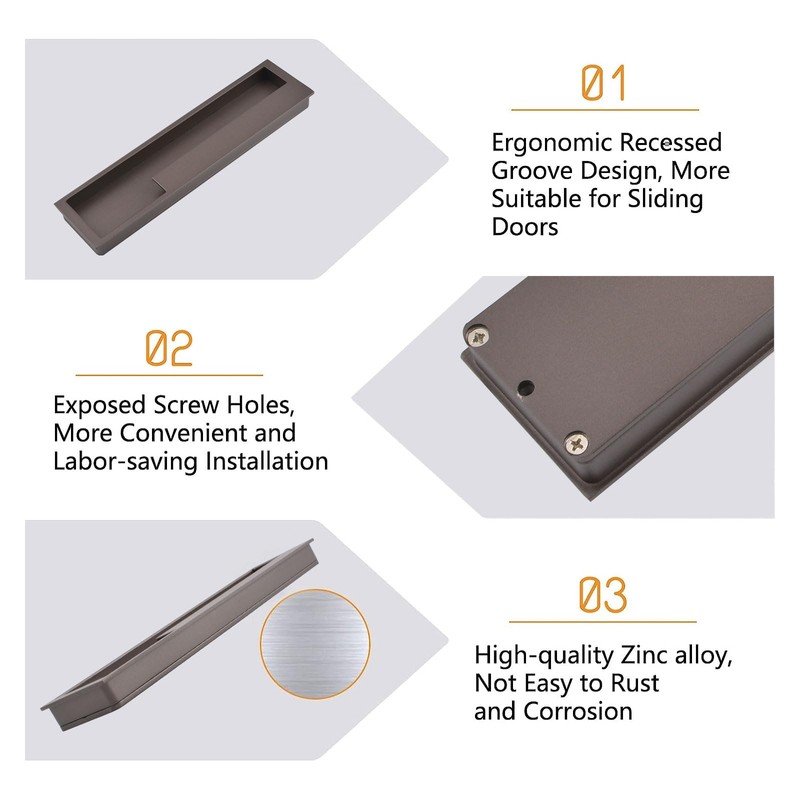 MOROBOR Zinc Alloy Flush Pull Handles, 2pcs Embedded Sliding Door