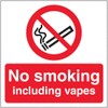 V Safety No Smoking Including Vapes 150 x 150 mm