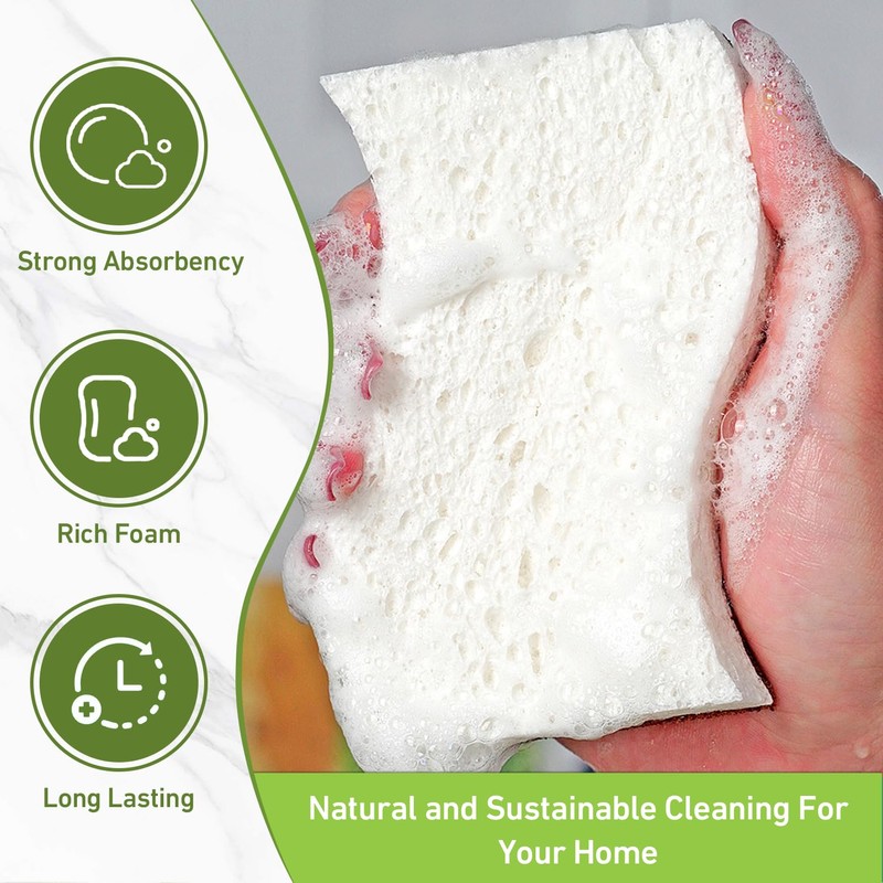 Natural Kitchen Sponge - Biodegradable, Compostable Cellulose & Coconut Scrubber