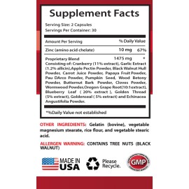 Wormwood - Anti Parasite Complex 1500mg -Helps Intestinal Health Supplements 1B