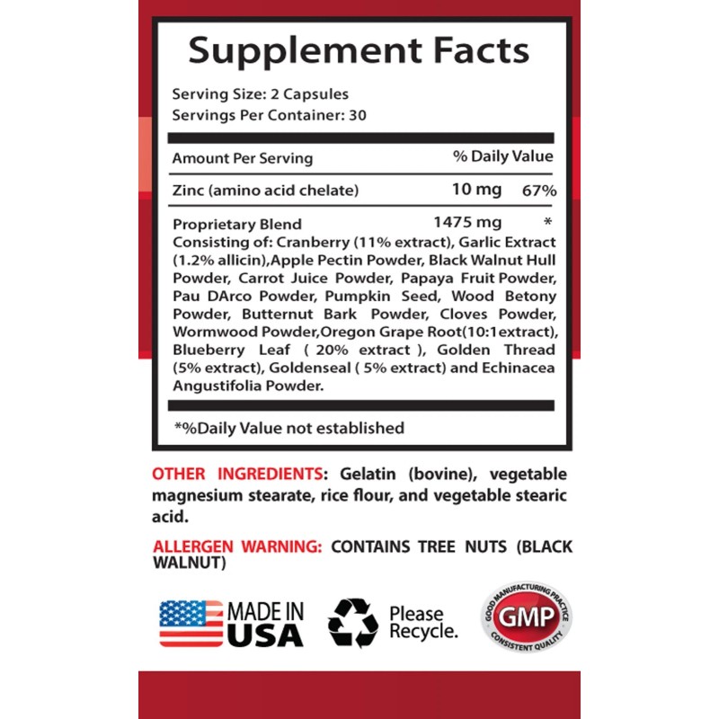 Wormwood - Anti Parasite Complex 1500mg -Helps Intestinal Health Supplements
