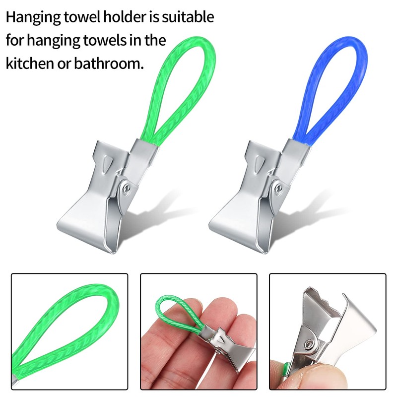 20Pcs Tea Towel Hanging Clips, 5 Colors Metal Tea Towel