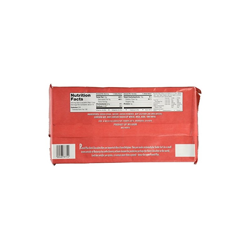 Trader Joe's Pound Plus 72% Dark Chocolate 17.6 oz.
