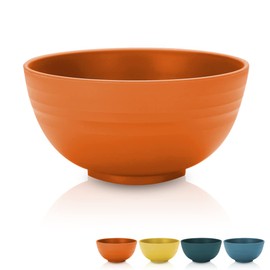 Kyraton Cereal Bowls 4 Pieces, Unbreakable And Reusable Light Weight Bowl For Rice Noodle Soup Snack Salad Fruit Dishwasher Safe, Microwave Safe BPA Free (Orange)