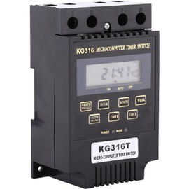 KG316T Digital Programmable Timer Switch, Microcomputer Power Relay Controller with LCD Display, 25A 110V AC, 10 On/Off Programs 1min-168h Timing for Lights Fans Motors Appliances