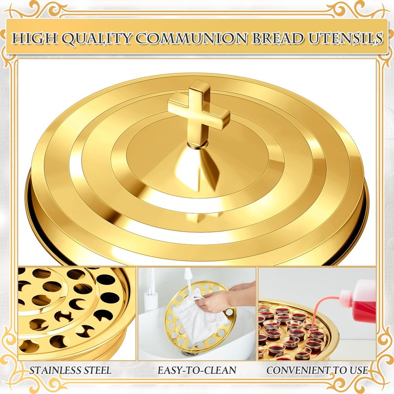 Zhehao 1 Set Holy Communion Trays for Churches with Lid,