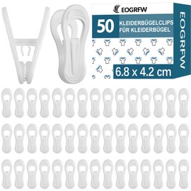 EOGRFW Pack of 50 Hanger Clips, Strong Finger Clips, Finger Pants Clips, Plastic Finger Clips Hanger Clips for Hangers, Finger Hanger Clips for Home, Office, Travel, White