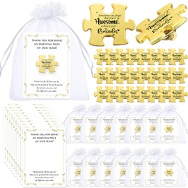 Solsew Employee Appreciation Gifts Puzzle Piece Pins Thank You Cards Bulk Gifts for Cna Week Coworkers Staff Volunteer(100 Sets)