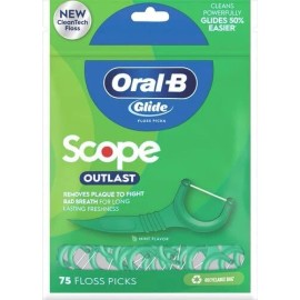 Oral-B Glide Complete Floss Picks, Dental Floss Picks, Scope Outlast, 75-ct