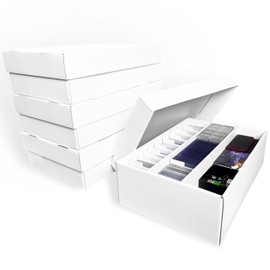 Trading Card Storage Box for MTG TCG Sports Card Collection, 3 Row Cardboard Top loader Storage Box, Bulk Card Storage, 4 Sets