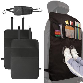 Xumann 3 Pcs Car Organiser back Seat Protector for Kids, Universal Anti-dirty Kick Mat with 2 Mesh Pockets Adjustable Buckle 45 * 60cm