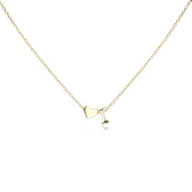 Women's Gold Heart-Shaped Letter Necklace, Gold-Plated Heart-Shaped Letter Necklace Gold Heart Initial Necklace Birthday Gift Valentine's Day Present for Women Girls (I)