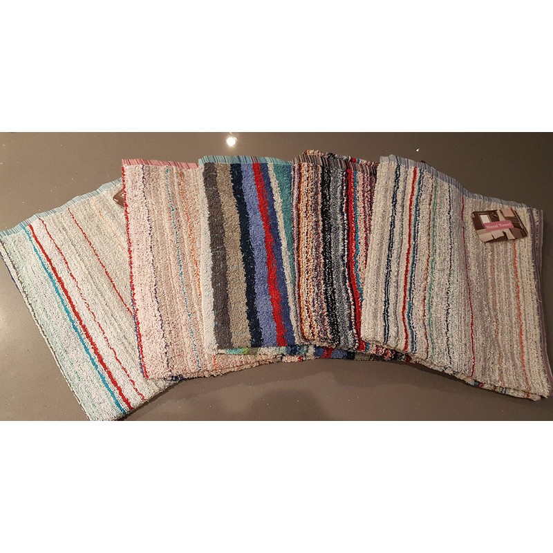 Lex's Linens Pack of 2 Eco-Friendly Multi Stripe Recycled Yarn