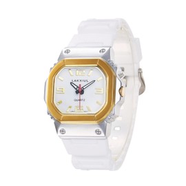 LAKXIUL English Voice Talking Watch for Blind, Visually impaired or Elderly, Two-Color case, White Strap