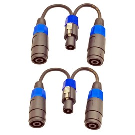 KOOKFJLLZ 2-Packs Speakon Cables, Speakon Female to Speakon Male, Speakon Splitter Cable, Universal PRO Audio DJ/PA Speaker Cable (1-Male to 2-Female)