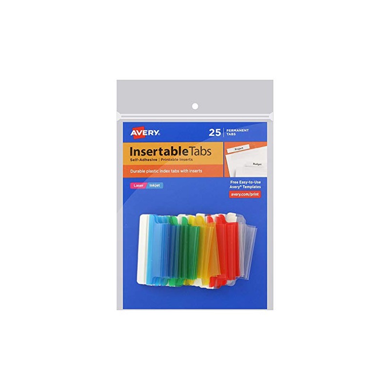 Avery Self-Adhesive Plastic Tabs with Printable Inserts