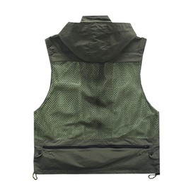 M2C Mens Hooded Mesh Multiple Pockets Traveling Vest 2XL Army Green
