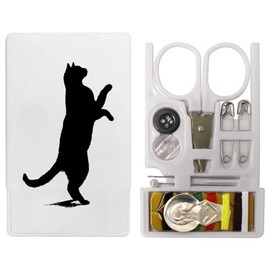 'Cat on Hind Legs Silhouette' Mini Travel Sewing Kit (SE00039631)