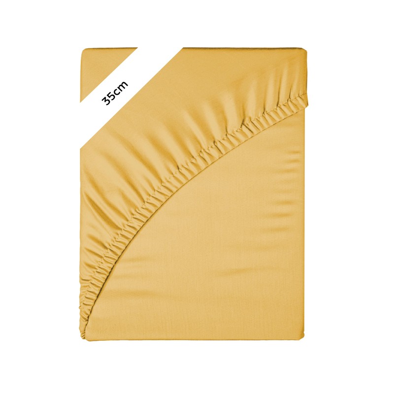 Ev Dekor Double Fitted Sheet Ochre | Yellow - Deep