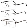 3 Pack Bifocal Reading Glasses for Men,Lightweight Metal Half Frame