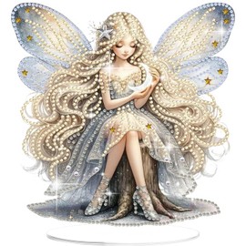 Lxmsja Diamond Art Fariy Desktop Ornaments, Special Shaped 5D Diamond Painting Kits for Adults Beginners Kids, Fariy Crystal Gem Art Painting Kits for Home Table Decor Crafts Gifts